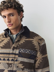 Brown Borg Lined Navajo Style Shacket - Image 2 of 9