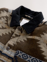 Brown Borg Lined Navajo Style Shacket - Image 8 of 9