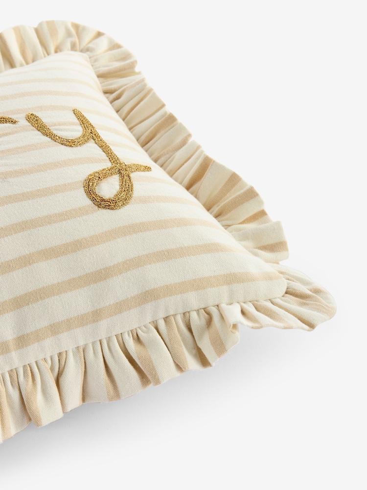 Ivory 30 x 40cm Christmas Embroidered Merry Stripe Cushion - Image 5 of 5