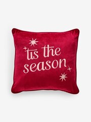 Red 43 x 43cm Christmas Tis The Season Slogan Cushion - Image 3 of 5