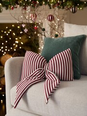 Red 3D Stripe Bow Cushion - Image 1 of 3