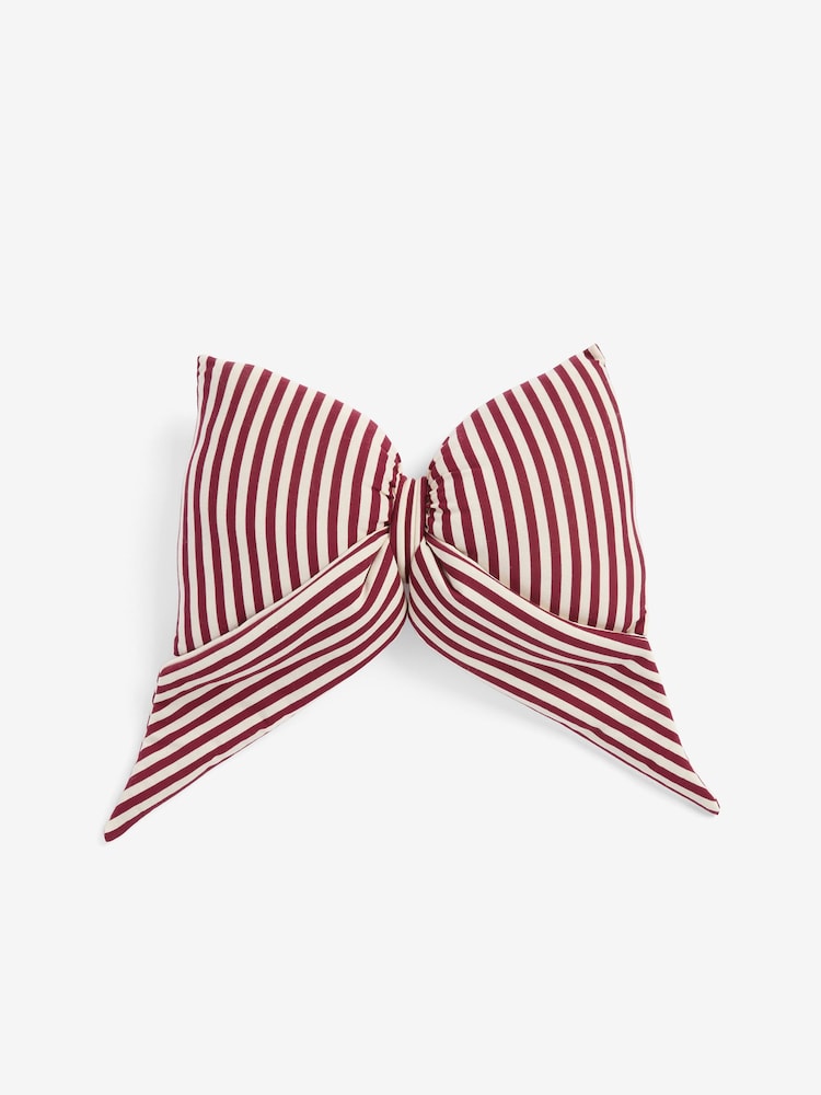 Red 3D Stripe Bow Cushion - Image 3 of 3 Red 3D Stripe Bow Cushion - Image 3 of 3