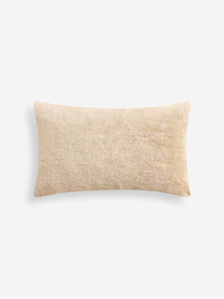 Natural 50 x 30cm Christmas Wishes Faux Fur Cushion - Image 4 of 4