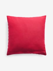 Red 43 x 43cm Embroidered Hello Christmas Gingham Cushion - Image 4 of 5
