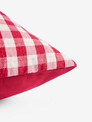 Red 43 x 43cm Embroidered Hello Christmas Gingham Cushion - Image 5 of 5