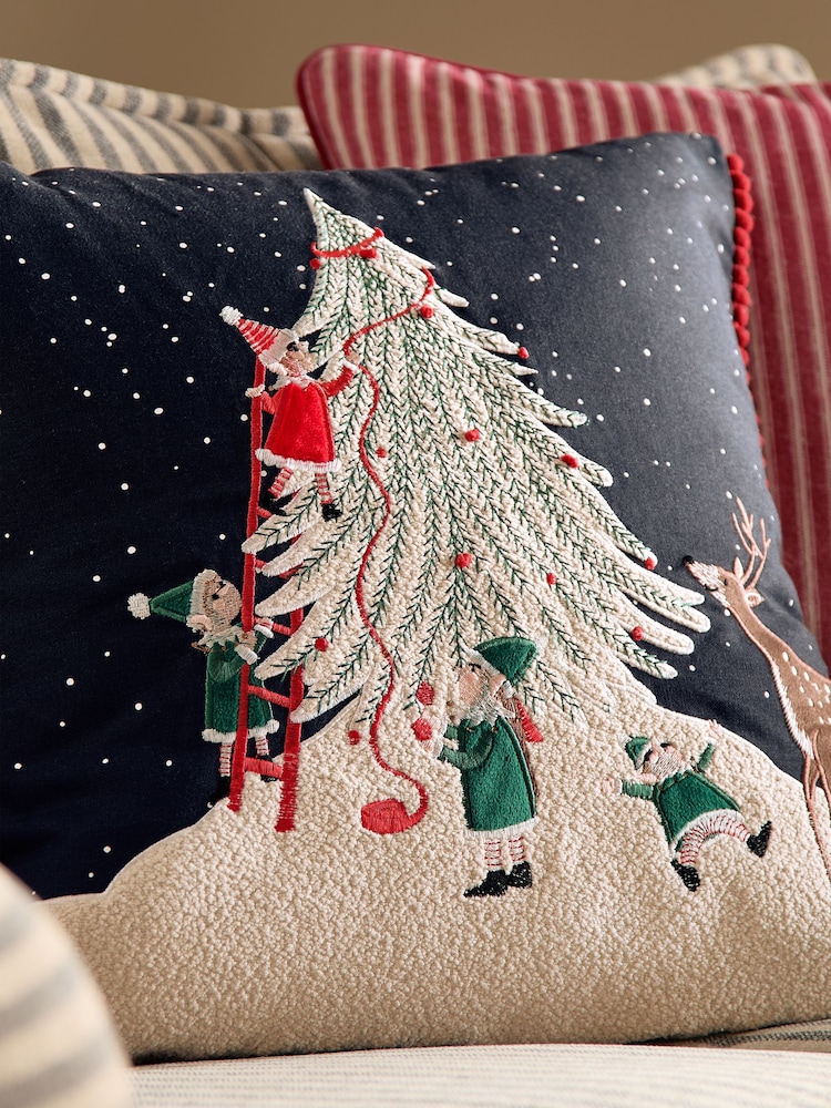 Navy 43 x 43cm Christmas Elf Cushion - Image 2 of 5