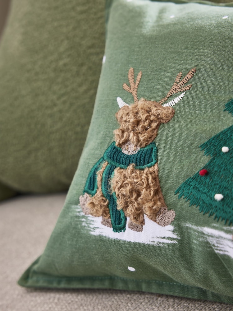 Green 50 x 30cm Christmas Hamish Trio Cushion - Image 2 of 5 Green 50 x 30cm Christmas Hamish Trio Cushion - Image 2 of 5