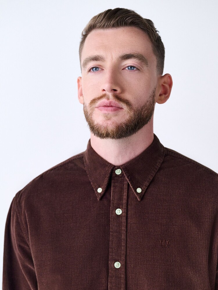 Burgundy Red Long Sleeve Cord Shirt - Image 1 of 8 Burgundy Red Long Sleeve Cord Shirt - Image 1 of 8