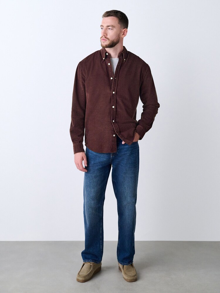 Burgundy Red Long Sleeve Cord Shirt - Image 2 of 8 Burgundy Red Long Sleeve Cord Shirt - Image 2 of 8