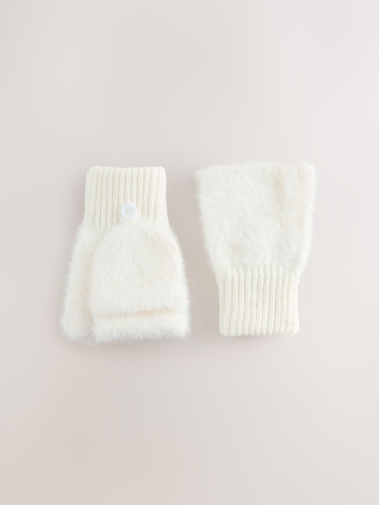 Ecru White Flip Mittens (3-16yrs) - Image 1 of 3