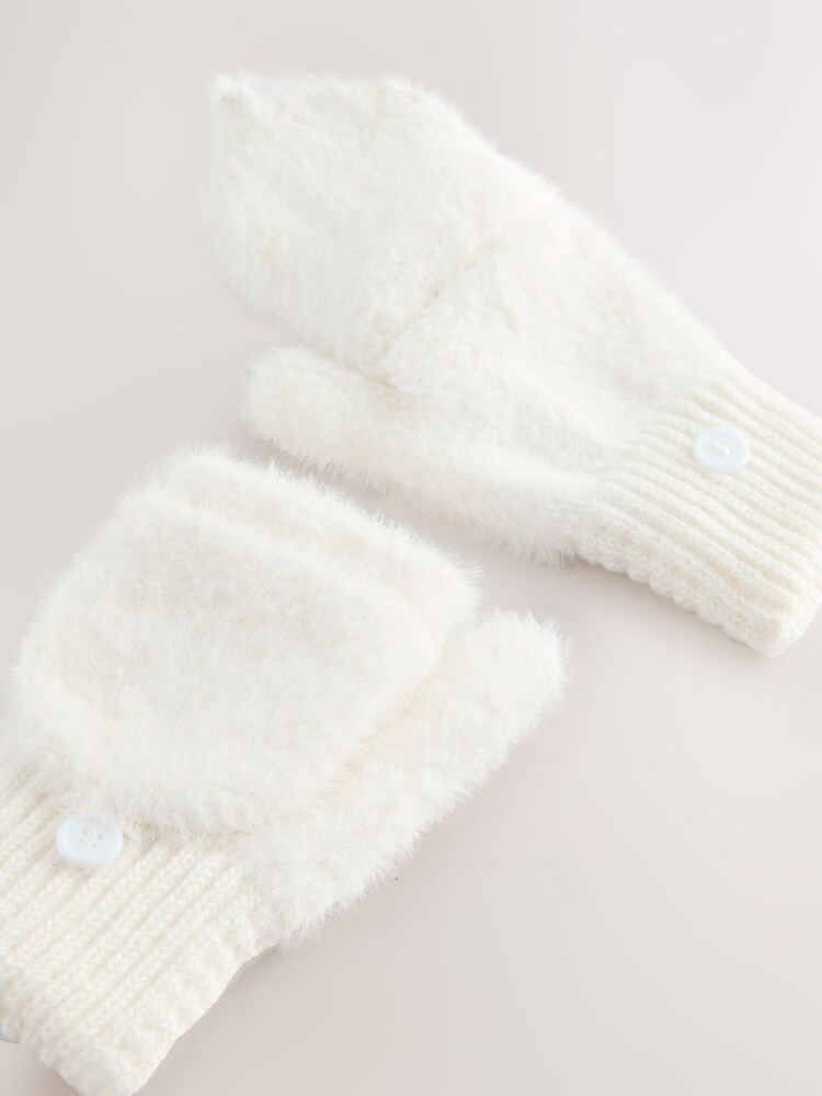 Ecru White Flip Mittens (3-16yrs) - Image 2 of 3