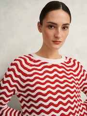Hobbs Red Lulu 100% Cotton Jumper - Image 3 of 4