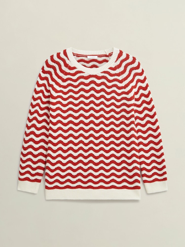 Hobbs Red Lulu 100% Cotton Jumper - Image 4 of 4