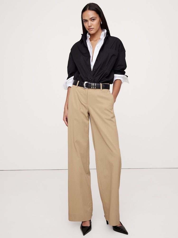 Banana Republic Beige Everyday Mid Rise Wide-Leg Trousers - Image 1 of 4 Banana Republic Beige Everyday Mid Rise Wide-Leg Trousers - Image 1 of 4