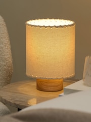 MADE.COM Cream/Wood Neutra Table Lamp - Image 2 of 8
