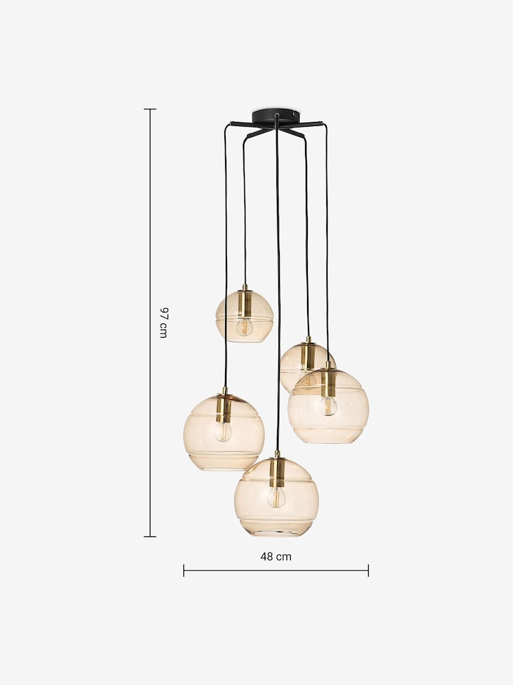 MADE.COM Black/Champagne Mika 5 Cluster Light - Image 7 of 7