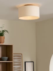 MADE.COM Cream/Wood Neutra Flush Light - Image 1 of 6