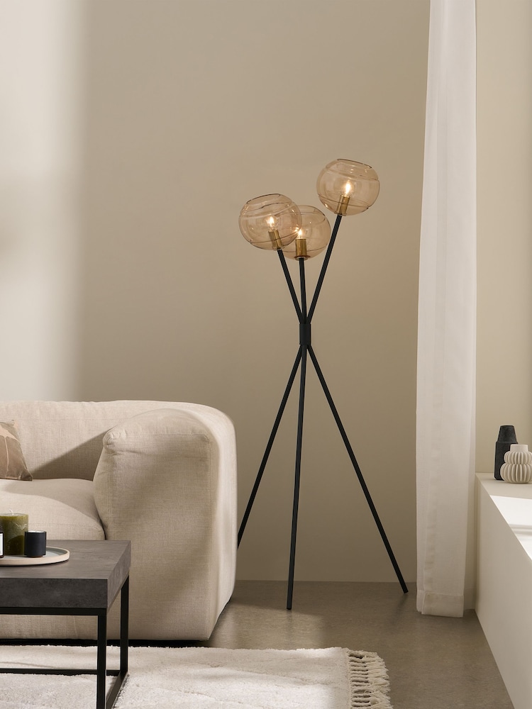 MADE.COM Black/Champagne Mika Floor Lamp - Image 1 of 7