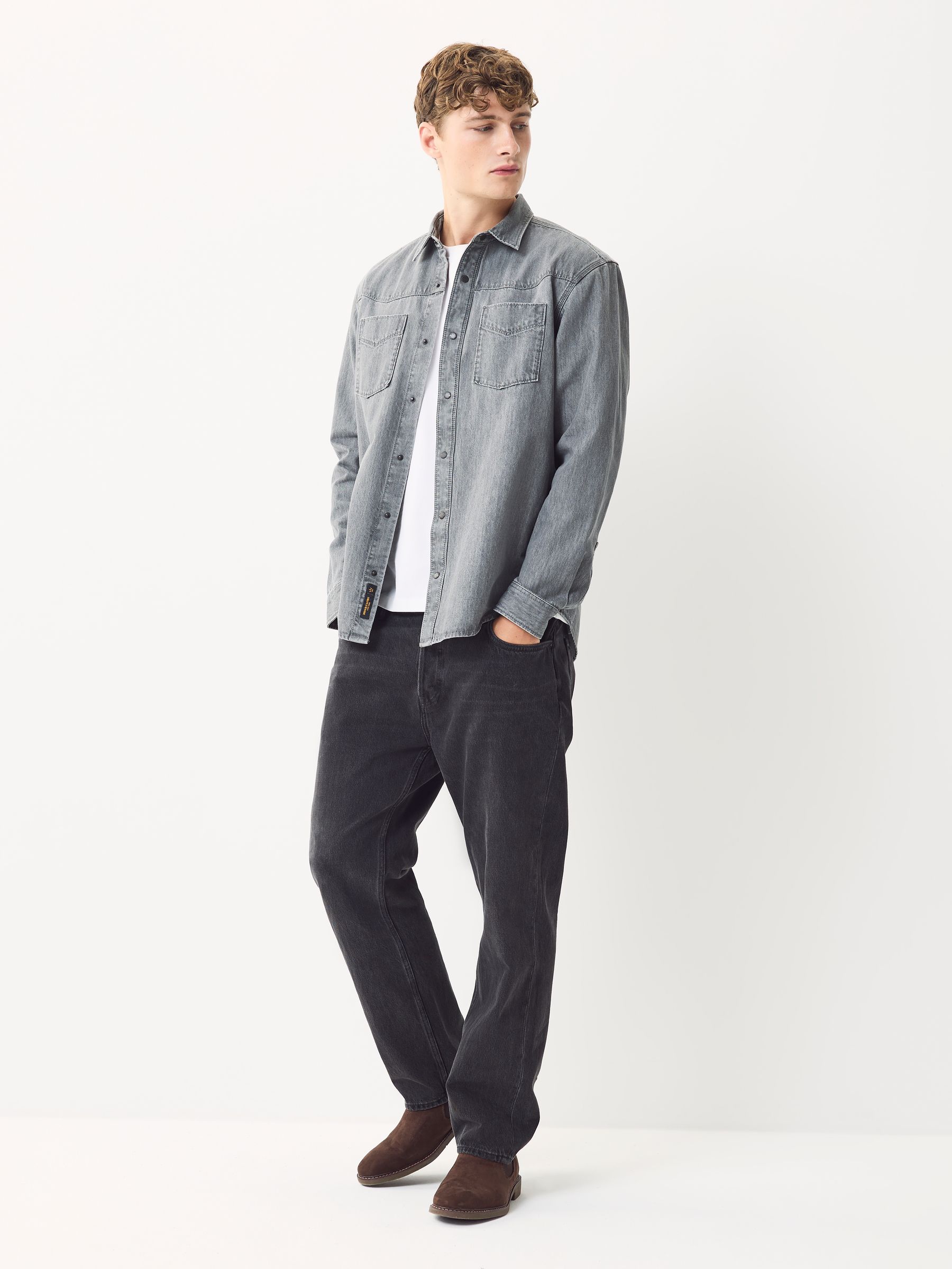 Buy Grey Denim Western Style Long Sleeve Shirt from Next USA