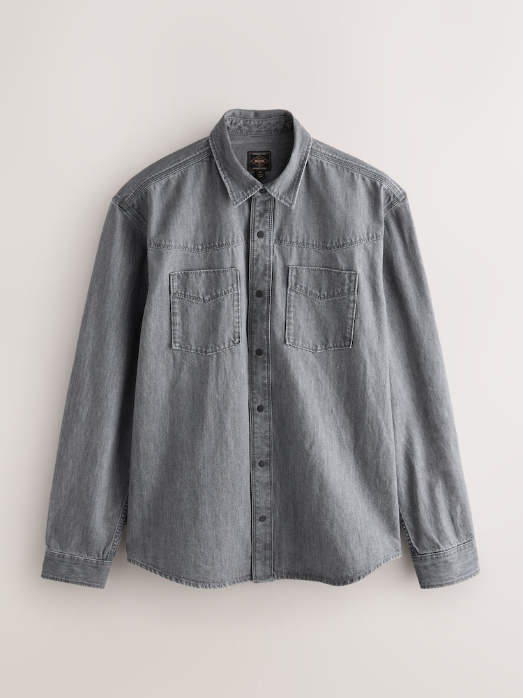 grey denim dress shirt Proper Cloth Men's Albiate Washed Grey Denim Custom Dress Shirt