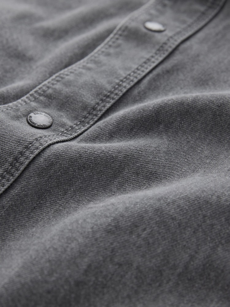 Grey Denim Western Style Long Sleeve Shirt - Image 7 of 7 Grey Denim Western Style Long Sleeve Shirt - Image 7 of 7