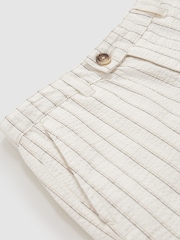 Reiss Off White/Taupe Brown Easton Cotton Pinstripe Trousers Regular-Fit - Image 4 of 4