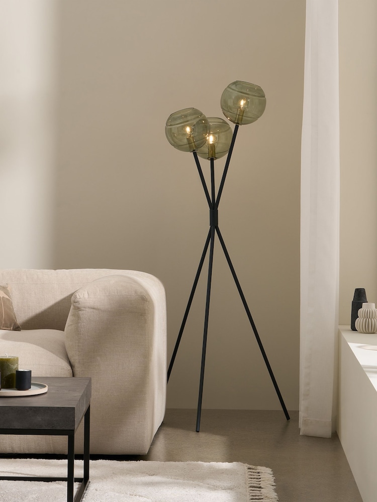 MADE.COM Black/Green Mika Floor Lamp - Image 1 of 7