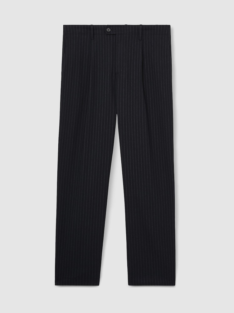 Reiss Navy Garrel Straight Leg Pinstripe Trousers - Image 2 of 7