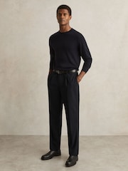 Reiss Navy Garrel Straight Leg Pinstripe Trousers - Image 3 of 7