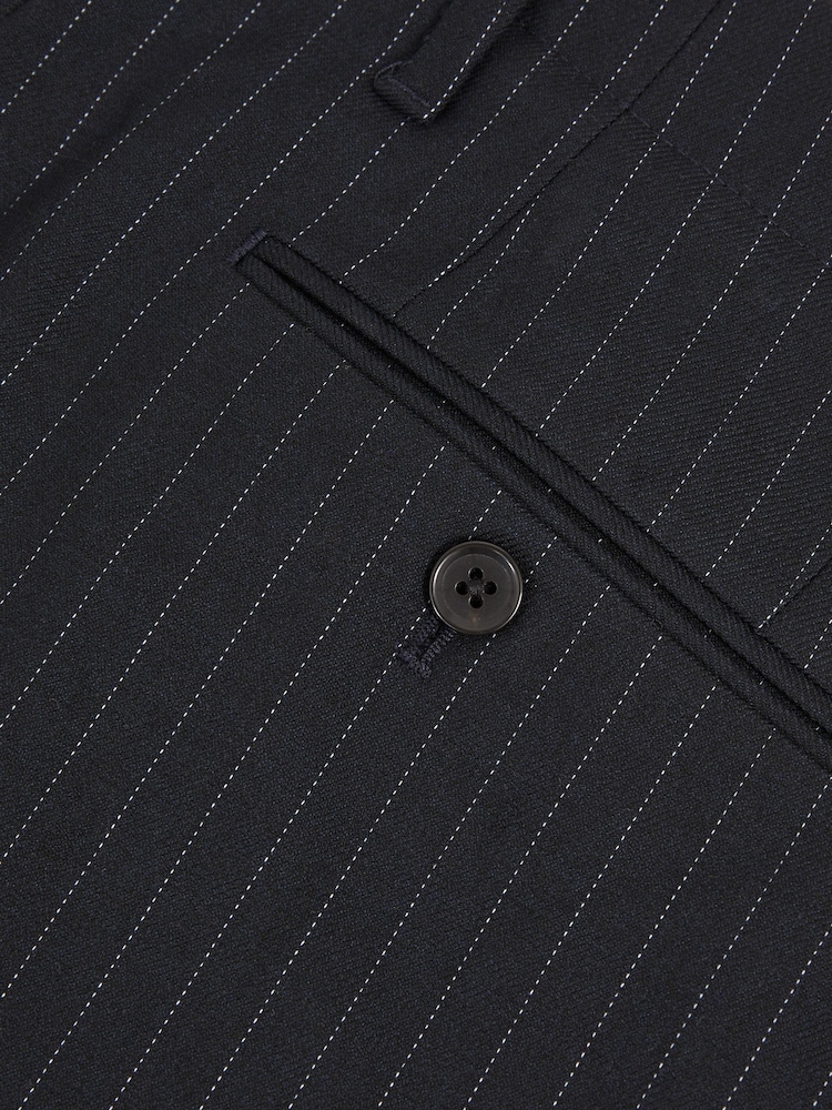 Reiss Navy Garrel Straight Leg Pinstripe Trousers - Image 7 of 7
