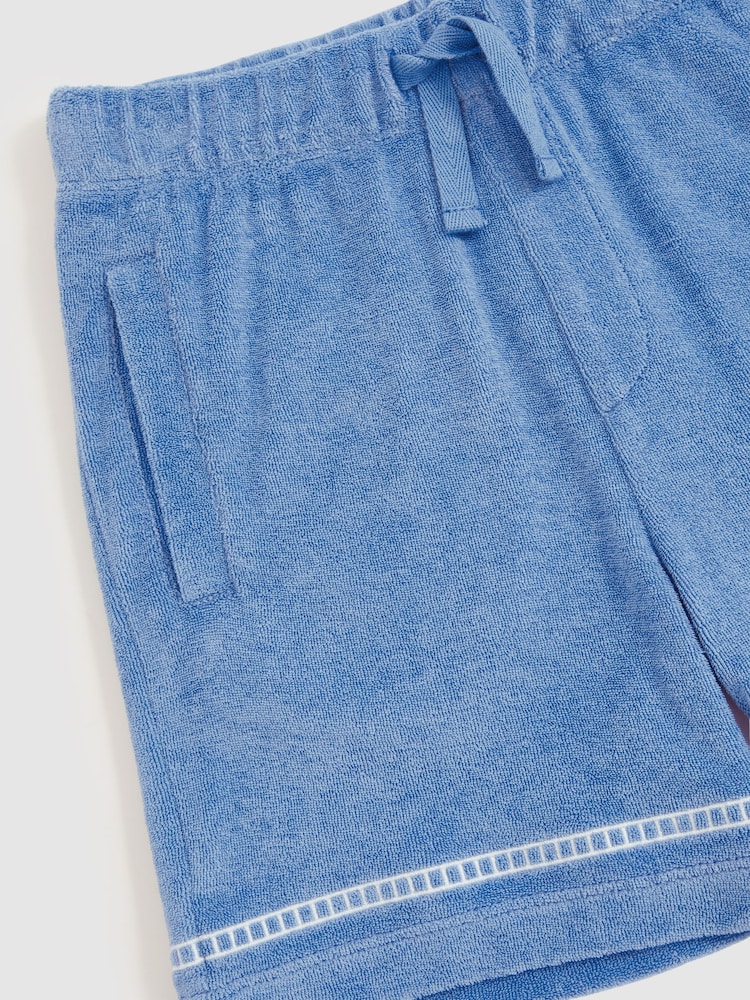 Reiss Airforce Blue Chesley Towelling Brand-Embroidered Shorts - Image 5 of 5