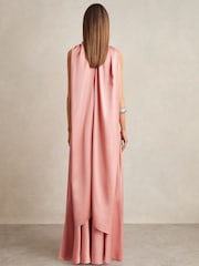 Reiss Pink Fae Satin Cape Maxi Dress - Image 3 of 5