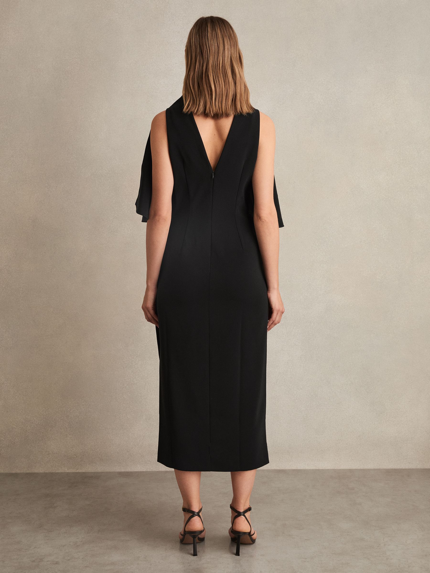 【海外限定】REISSワンピース☆Black Petra Draped-Front High-N Buy Reiss Black Petra Draped-Front High-Neck Midi Dress from