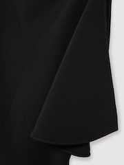Reiss Black Petra Draped-Front High-Neck Midi Dress - Image 5 of 5