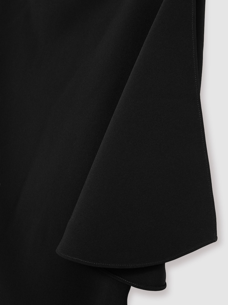 Reiss Black Petra Draped-Front High-Neck Midi Dress - Image 5 of 5