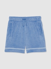 Reiss Airforce Blue Chesley Towelling Brand-Embroidered Shorts - Image 2 of 5