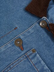 Reiss Mid Blue Herman Corduroy Collar Denim Jacket - Image 4 of 4