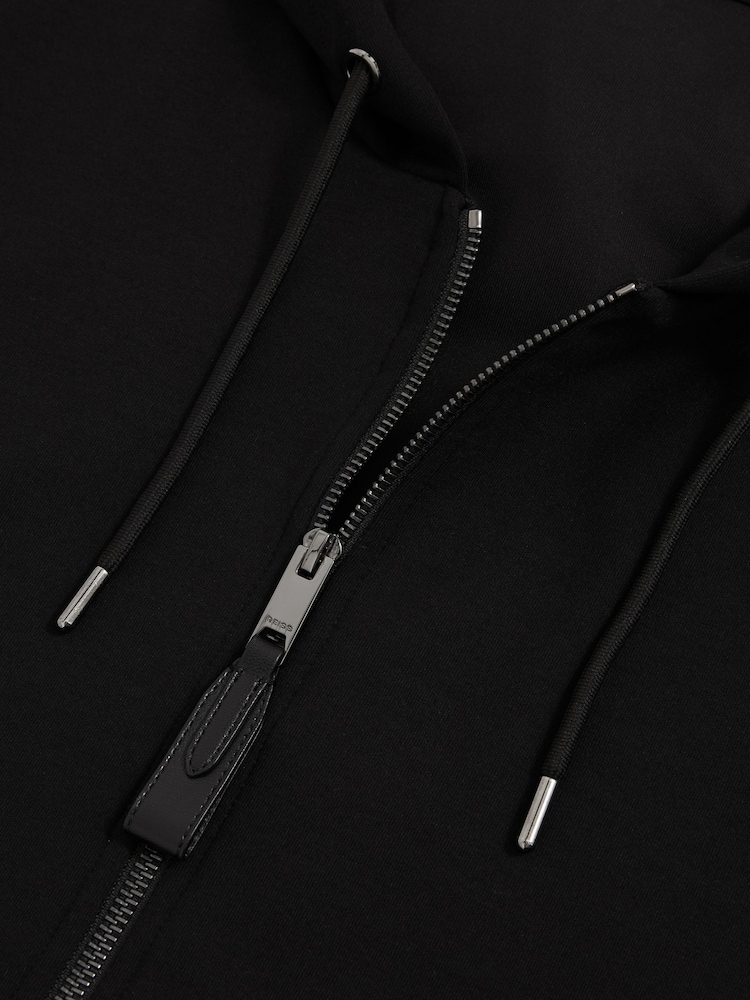 Reiss Black Malvern Interlock Zip-Through Hoodie - Image 6 of 6