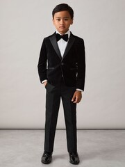 Reiss Black Ace Single-Breasted Velvet Blazer - Image 1 of 5