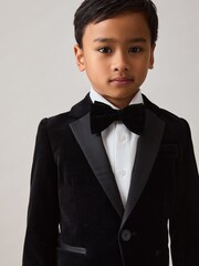 Reiss Black Ace Single-Breasted Velvet Blazer - Image 3 of 5