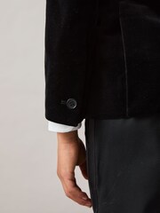 Reiss Black Ace Single-Breasted Velvet Blazer - Image 4 of 5