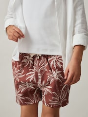 Rust/Off White - Reiss Ganetti Palm-Print Swim Shorts - Imagen 3 de 4