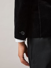 Reiss Black Ace 9-13 yrs Single-Breasted Velvet Blazer - Image 4 of 5