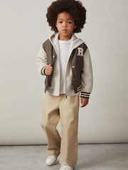 Nerzbraun/Off White - Reiss Arkan College-Jacke in Colourblock-Optik - Bild 2 von 5
