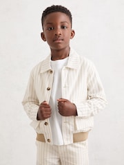 Reiss Easton Cotton Pinstripe Harrington Jacket - Imagen 1 de 4