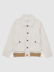 Reiss Easton Cotton Pinstripe Harrington Jacket - Imagen 2 de 4