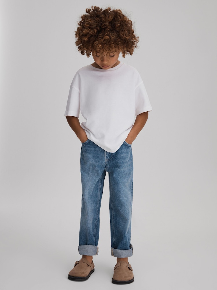 Reiss Mid Blue Wash Ronnie 9-13 yrs Relaxed-Fit Jeans - Image 1 of 5 Reiss Mid Blue Wash Ronnie 9-13 yrs Relaxed-Fit Jeans - Image 1 of 5