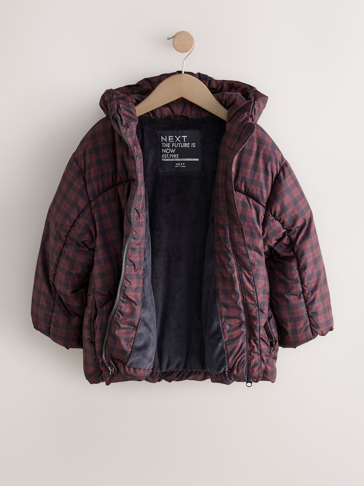 Red/Black Shower Resistant Check Padded Coat (3-16yrs) - Image 2 of 6 Red/Black Shower Resistant Check Padded Coat (3-16yrs) - Image 2 of 6