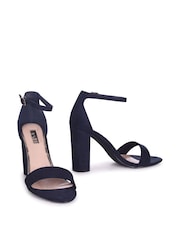 Linzi Blue Nelly Faux Suede Barely There Block Heeled Sandals - Image 3 of 4