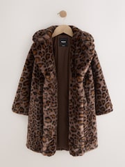 Brown Faux Fur Longer Length Coat (3-16yrs) - Image 2 of 6